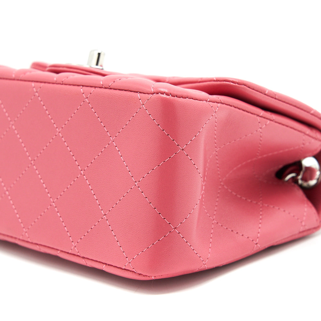 Chanel Mini Square Flap Bag Lambskin Pink