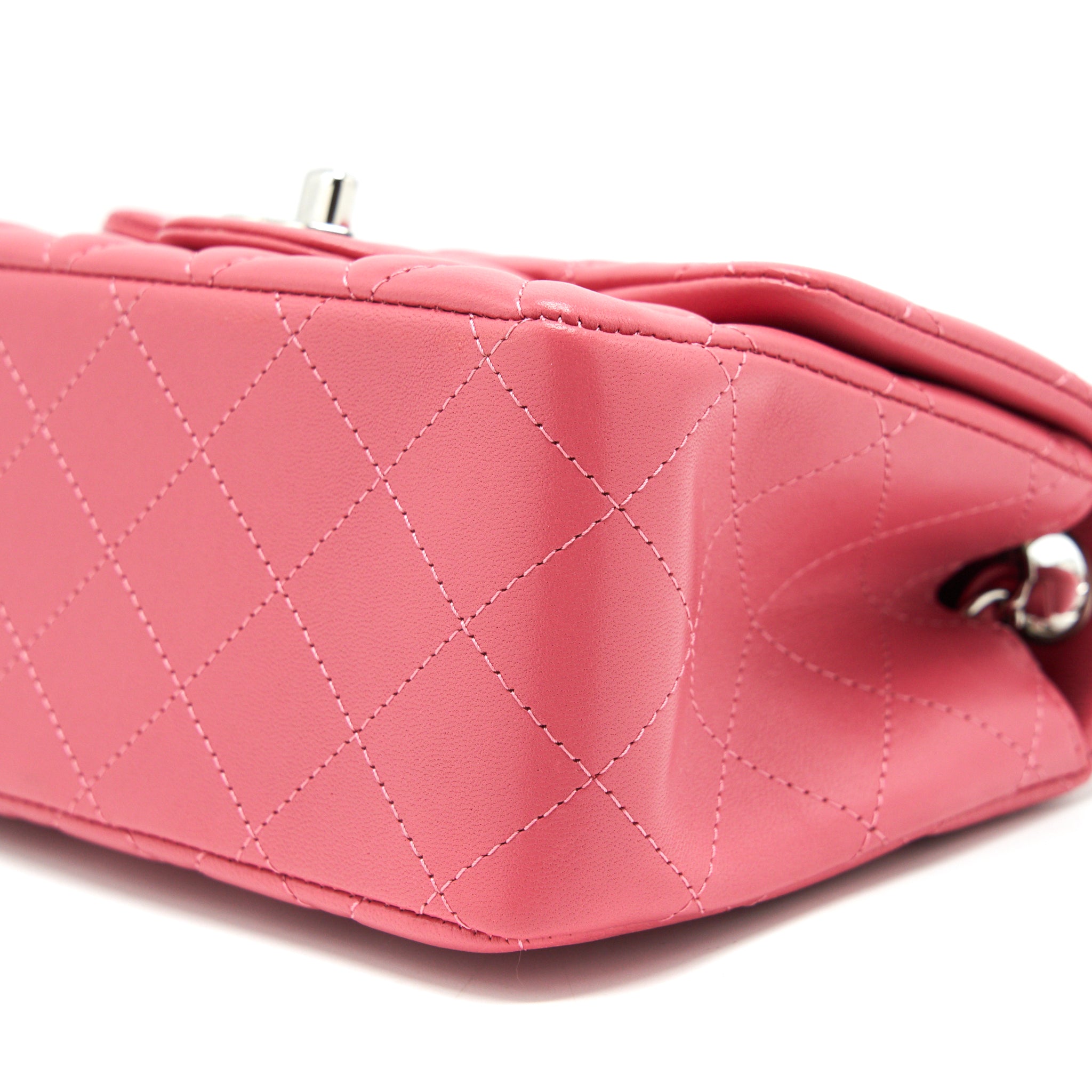 Chanel Mini Square Flap Bag Lambskin Pink
