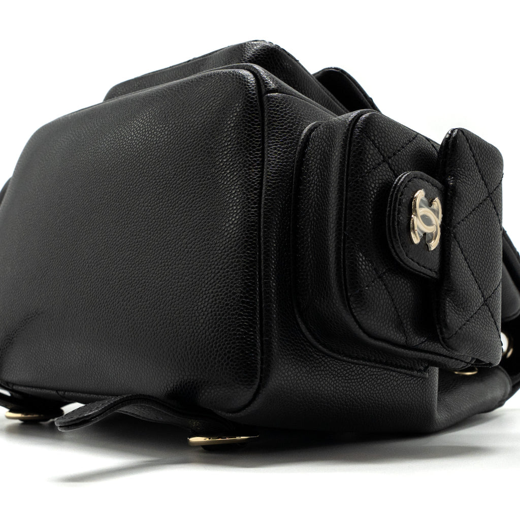 Chanel 23k Triple Pocket Backpack Caviar Black L(Microchip)