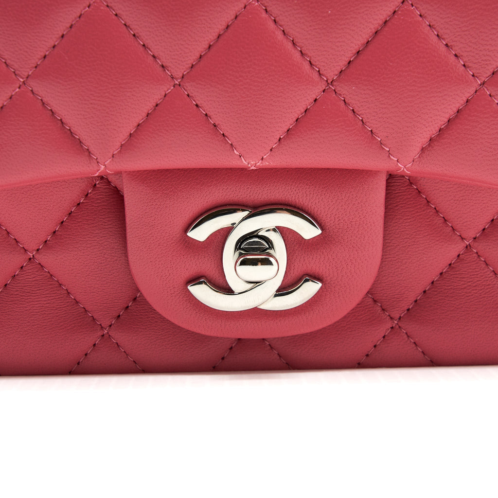 Chanel Mini Square Flap Bag Lambskin Pink