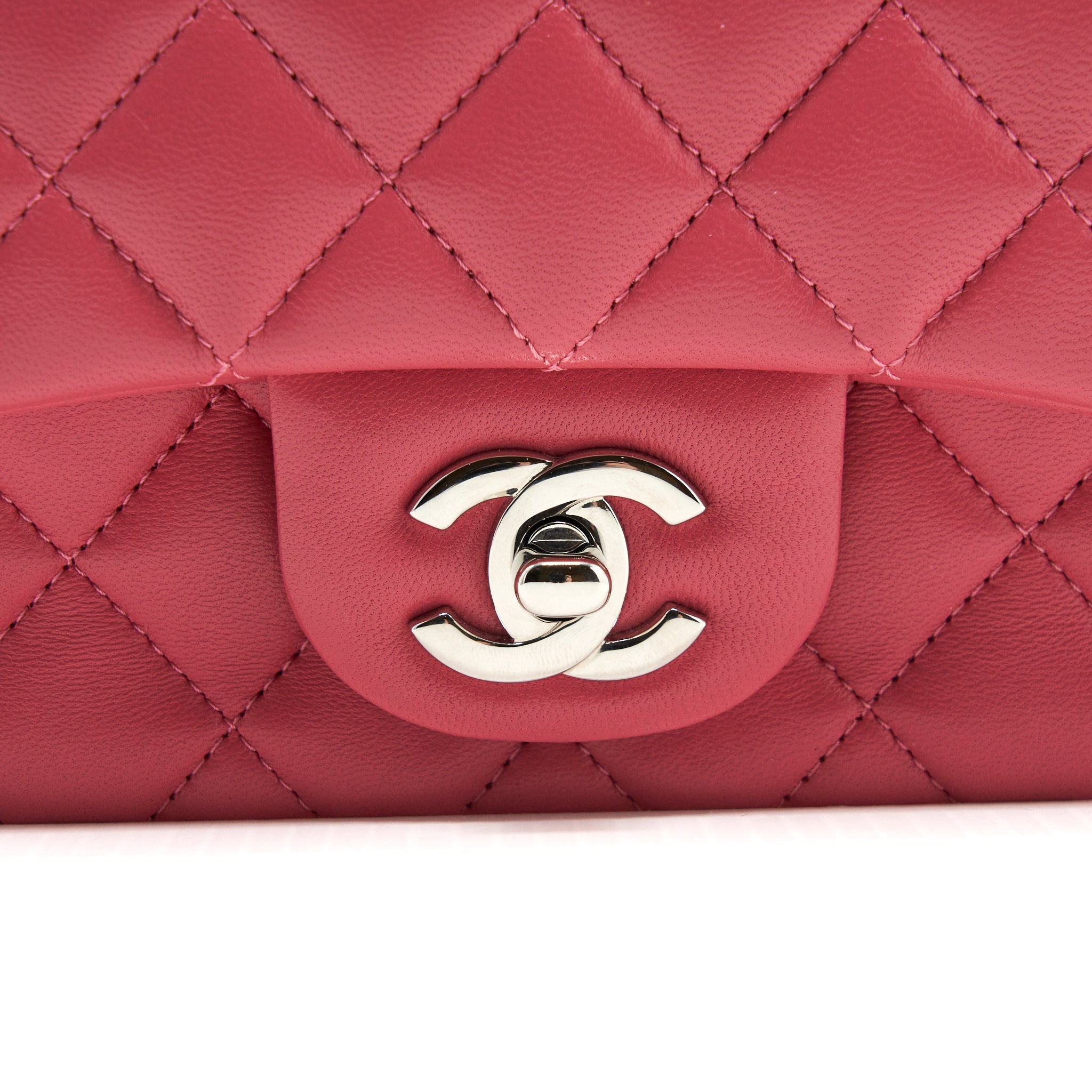 Chanel Mini Square Flap Bag Lambskin Pink