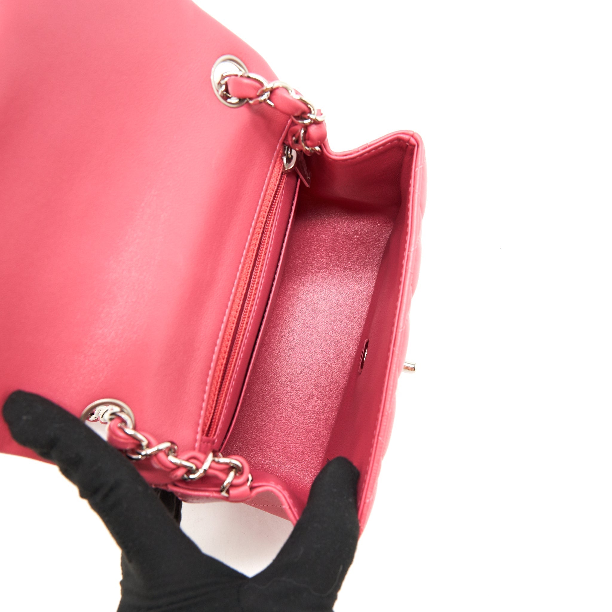 Chanel Mini Square Flap Bag Lambskin Pink