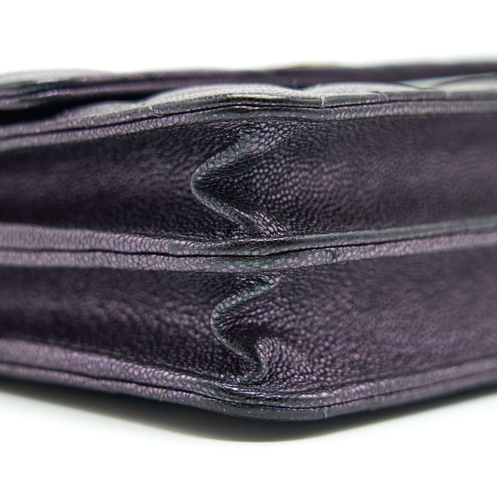 Chanel Classic Square Wallet on Chain Caviar Iridescent Purple L