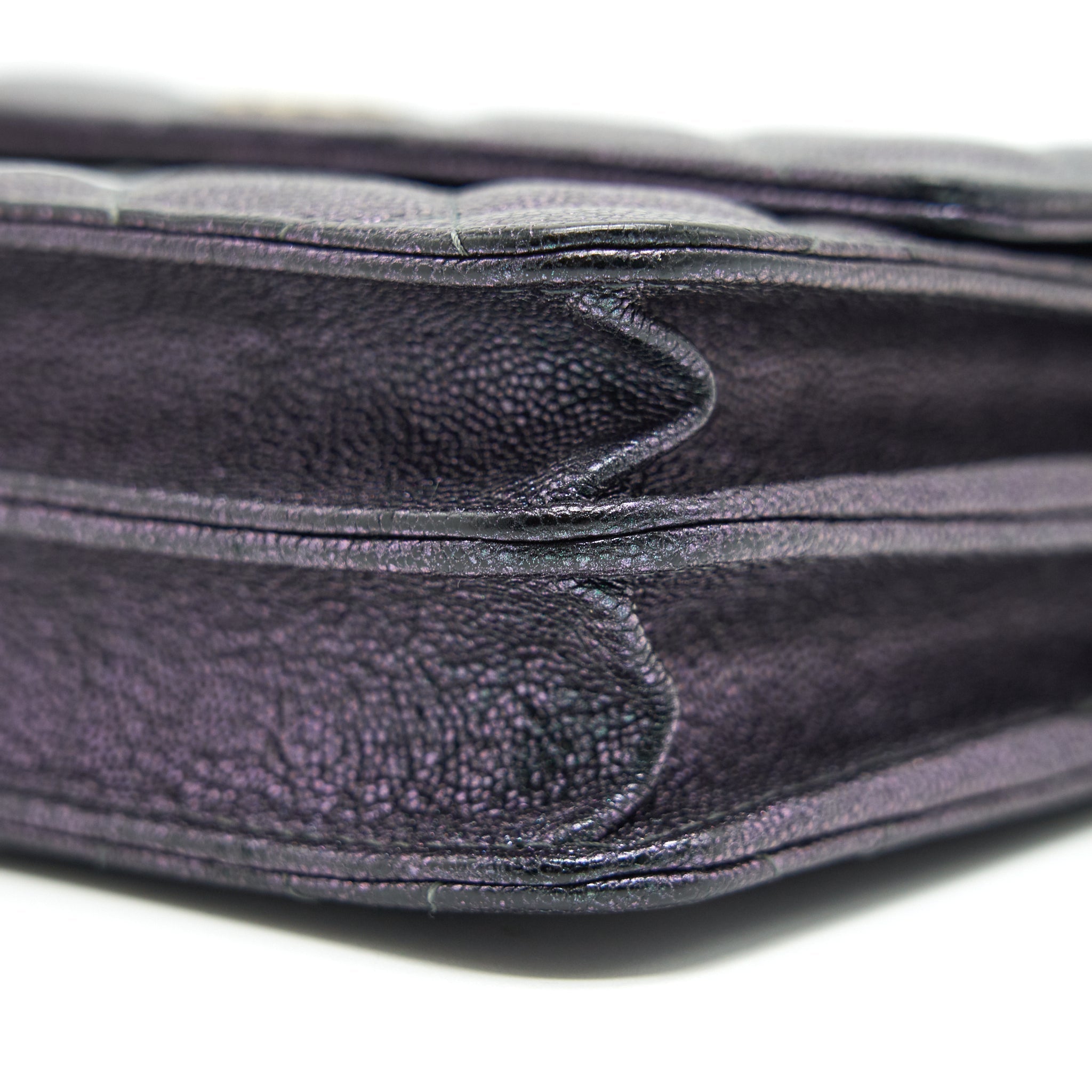 Chanel Classic Square Wallet on Chain Caviar Iridescent Purple L