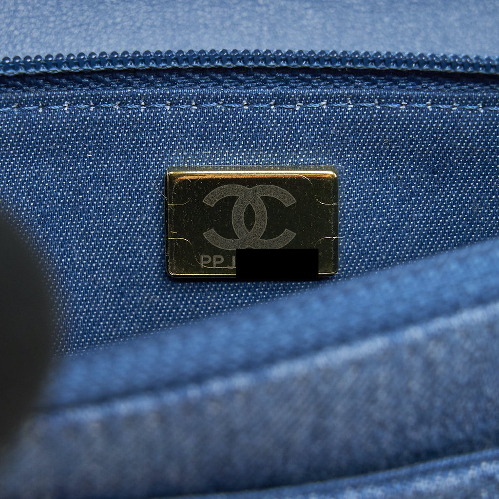 Chanel 22C Pearl Crush Wallet On Chain Denim