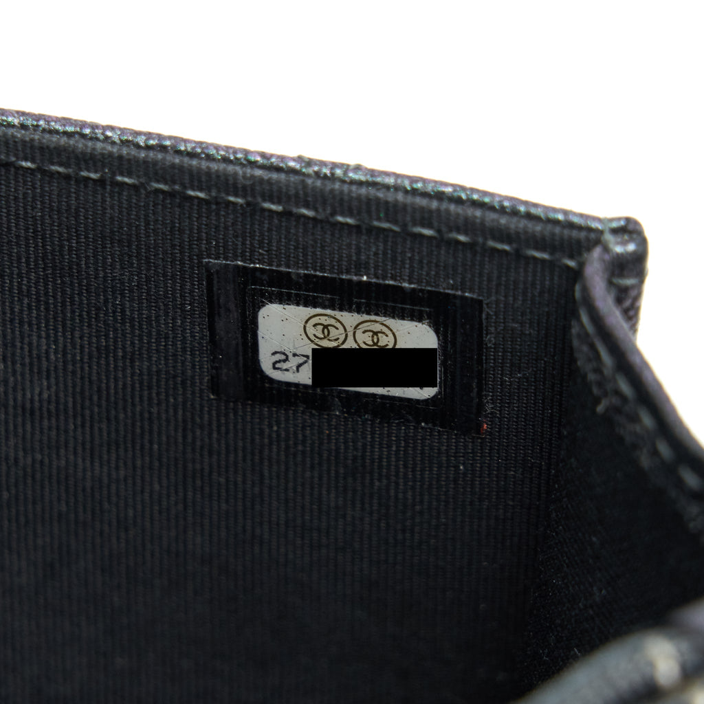 Chanel Classic Square Wallet on Chain Caviar Iridescent Purple L