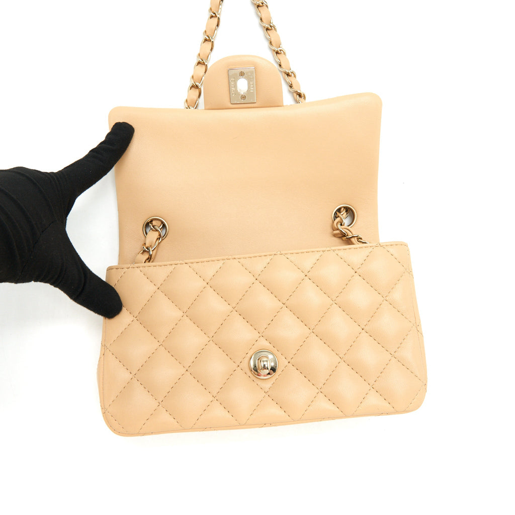 Chanel 22C Mini Rectangular Flap Bag Lambskin Beige L