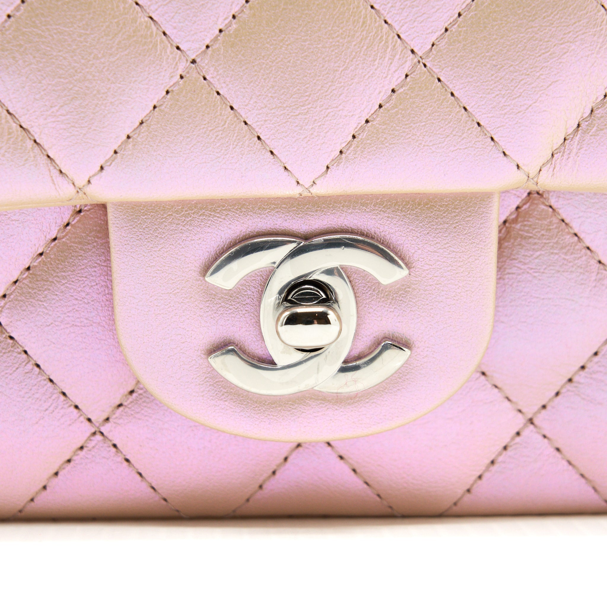 Chanel 21k Iridescent Mini Rectangular Calfskin Pink