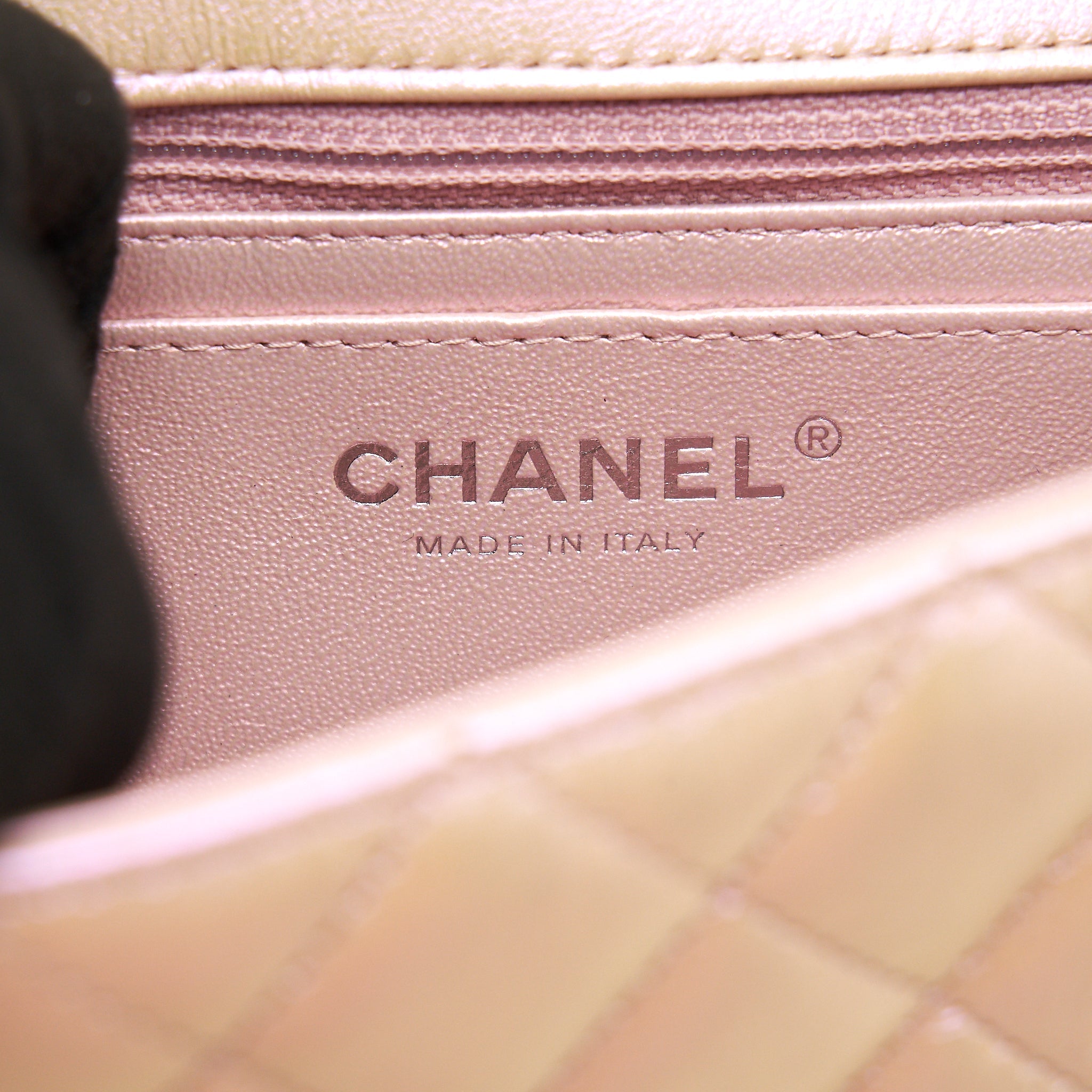 Chanel 21k Iridescent Mini Rectangular Calfskin Pink