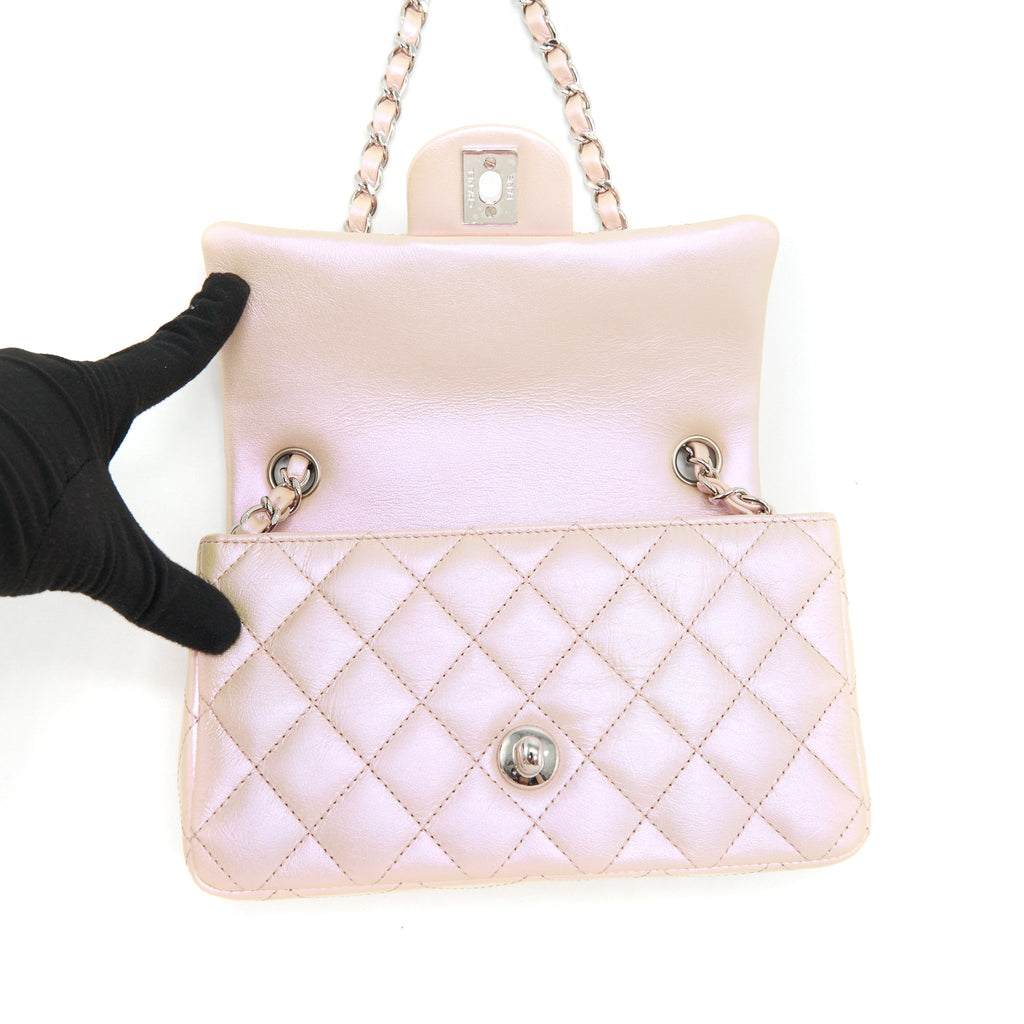 Chanel 21k Iridescent Mini Rectangular Calfskin Pink