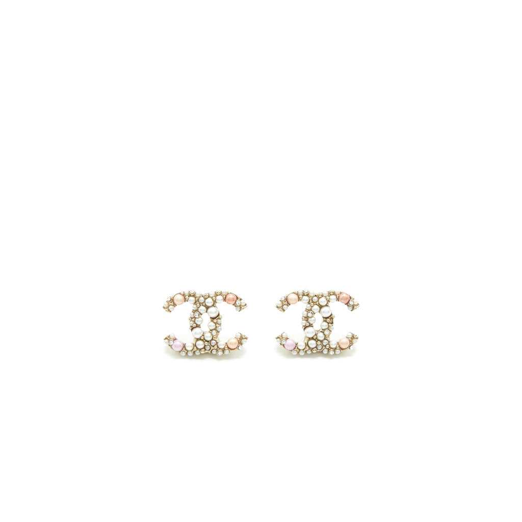 Chanel CC Pearl Earrings With Multicoloured Pearls L