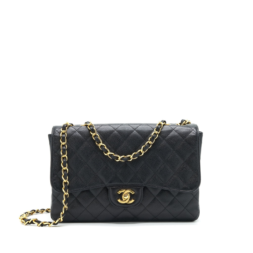Chanel Vintage Jumbo Single Flap Caviar Black