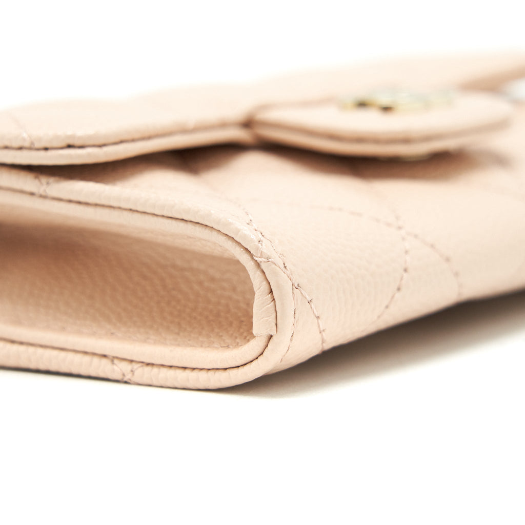 Chanel 22C Flap holder Caviar Light Beige L