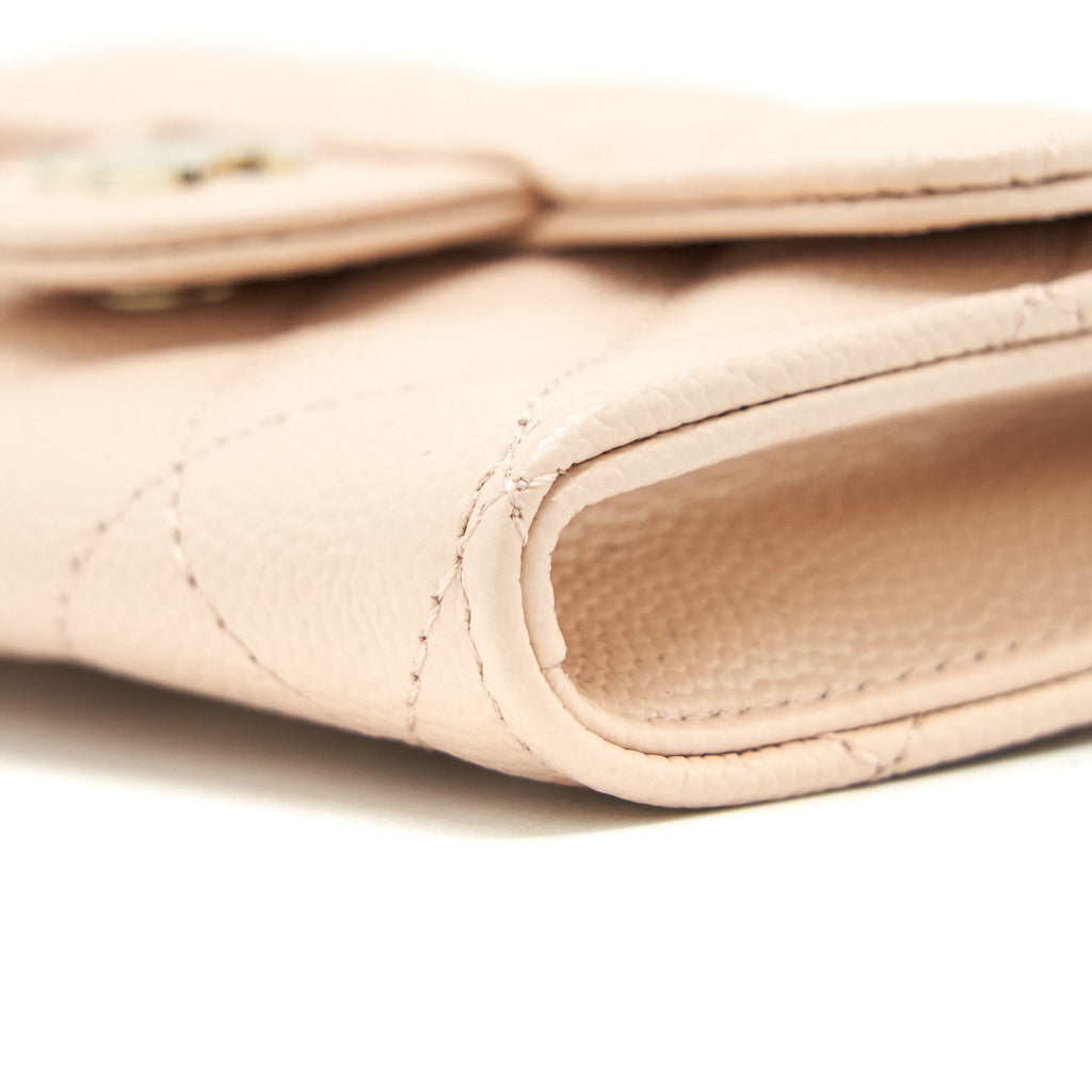 Chanel 22C Flap holder Caviar Light Beige L