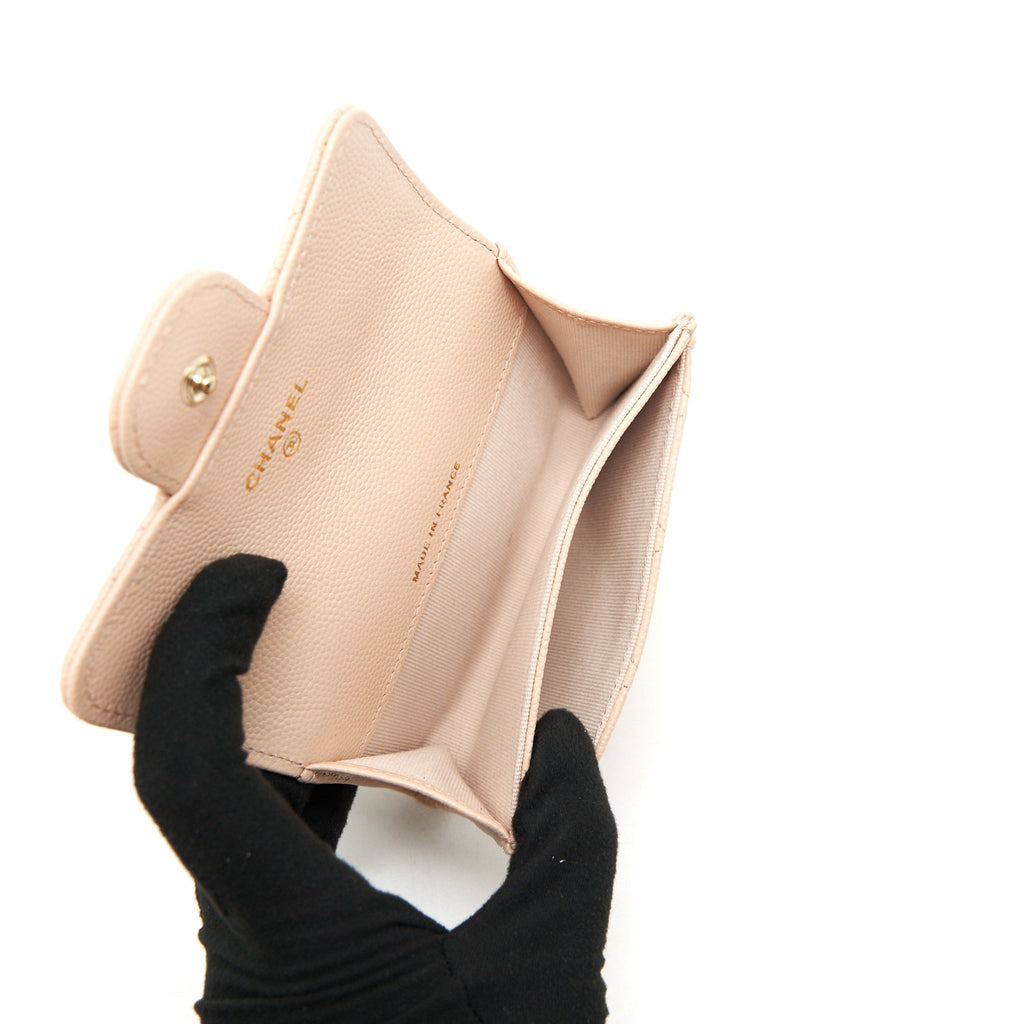 Chanel 22C Flap holder Caviar Light Beige L
