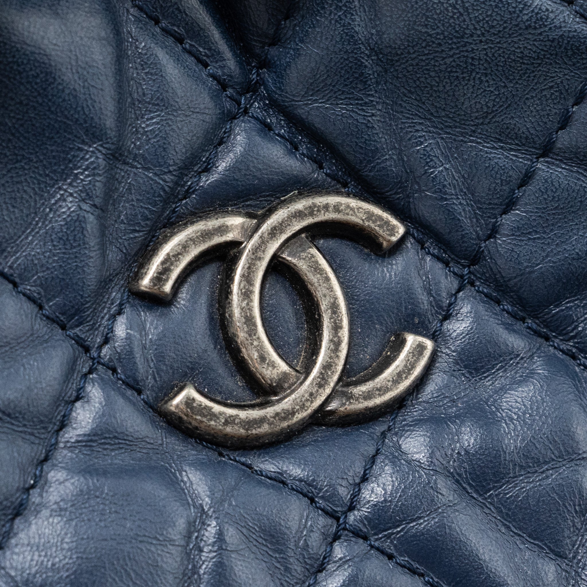 Chanel Small Gabrielle Backpack Aged Calfskin Navy Blue/ Black Ruthenium Hardware