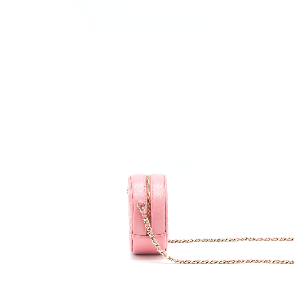 Chanel Camellia Round Clutch With Chain Pink L
