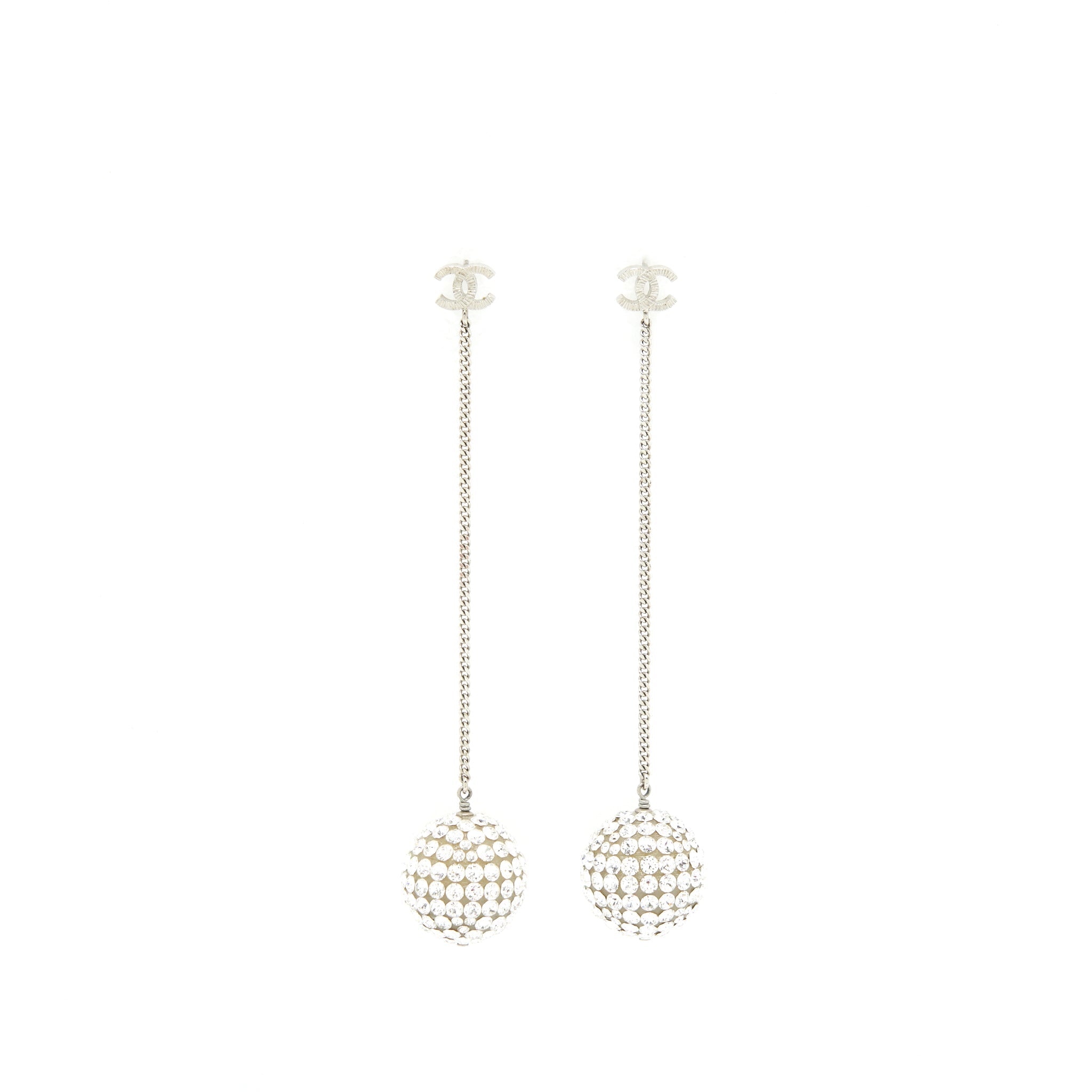 Chanel Drop Ball Crystal Earrings