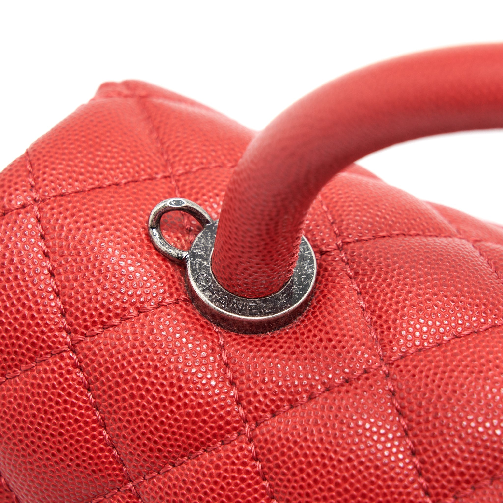 CHANEL COCO HANDLE SMALL FLAP BAG RED CALFSKIN R