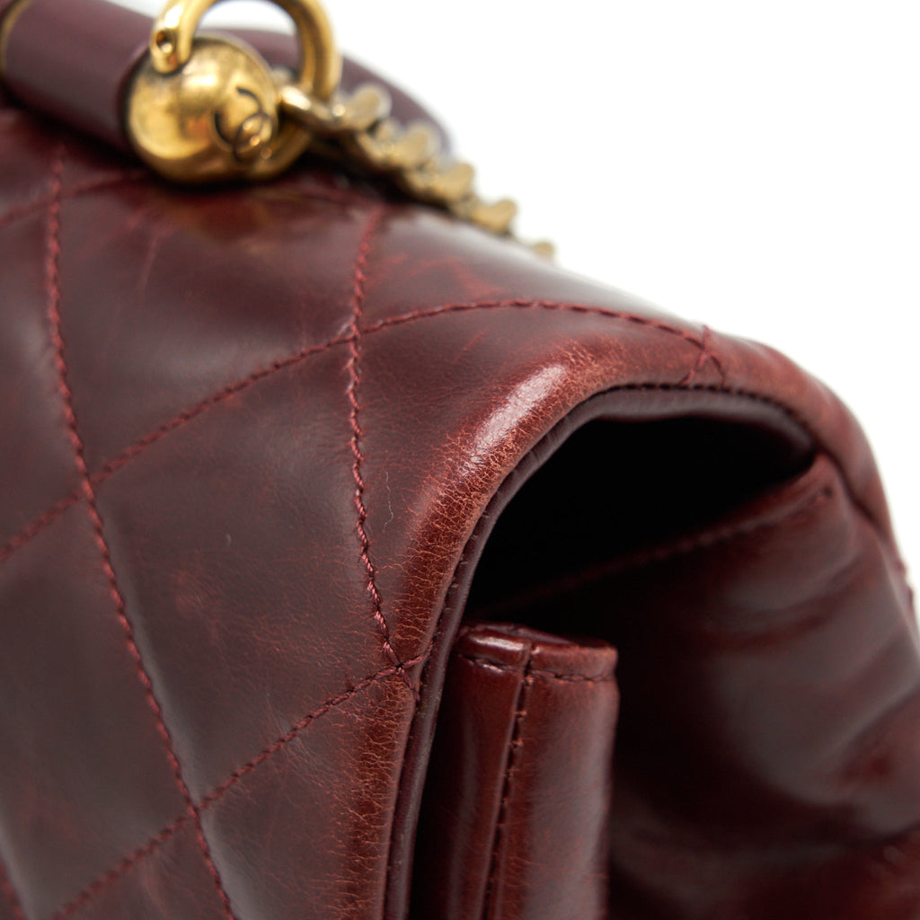 Chanel Quilted Shoulder Flap Bag Lambskin Red