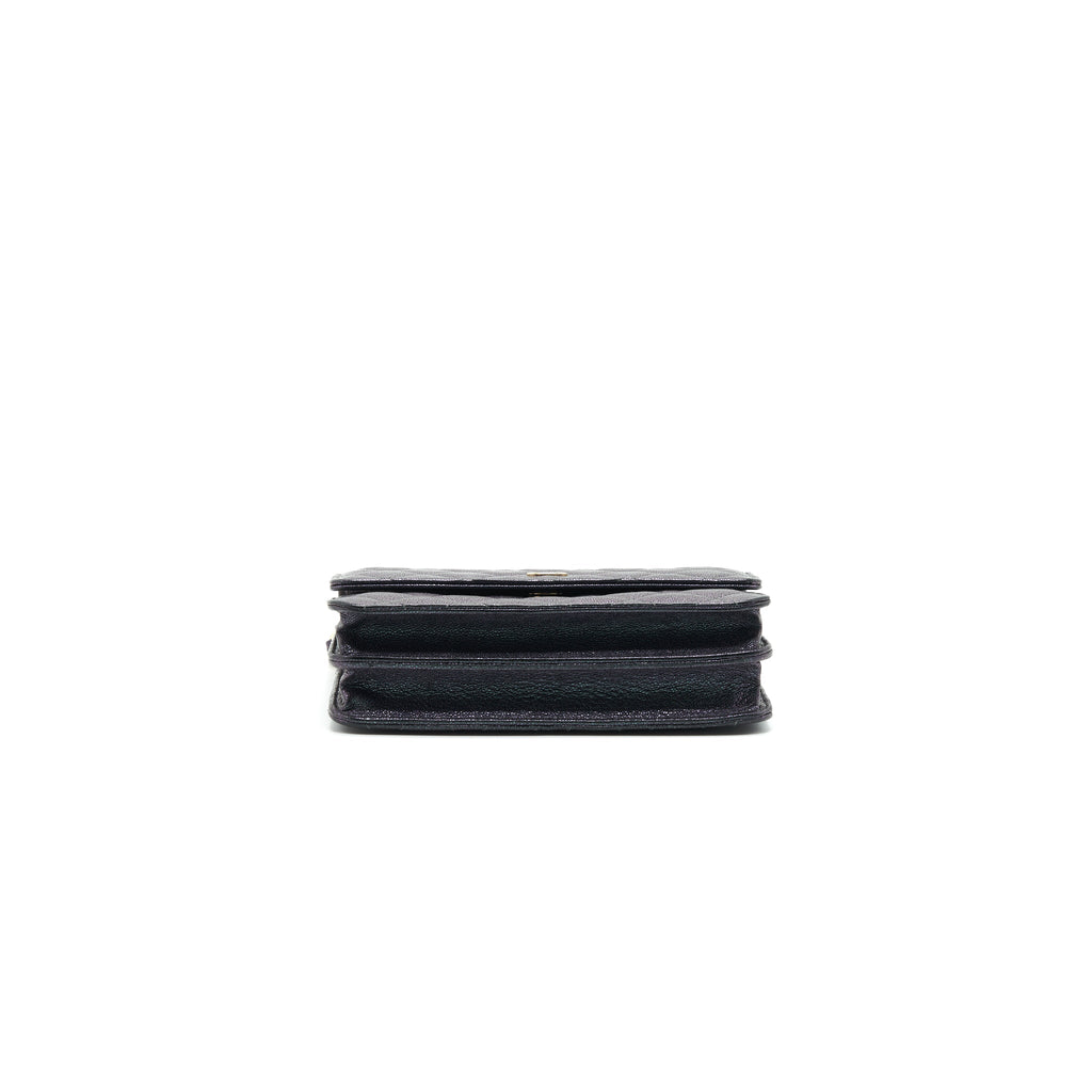 Chanel Classic Square Wallet on Chain Caviar Iridescent Purple L