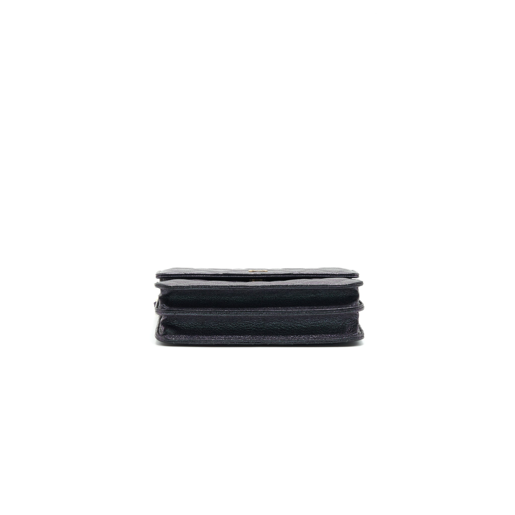 Chanel Classic Square Wallet on Chain Caviar Iridescent Purple L