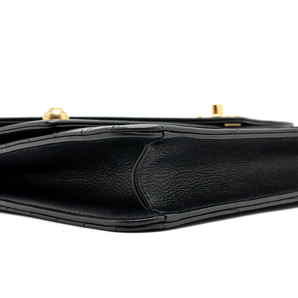 Chanel Voyage Chevron Clutch Calfskin Black