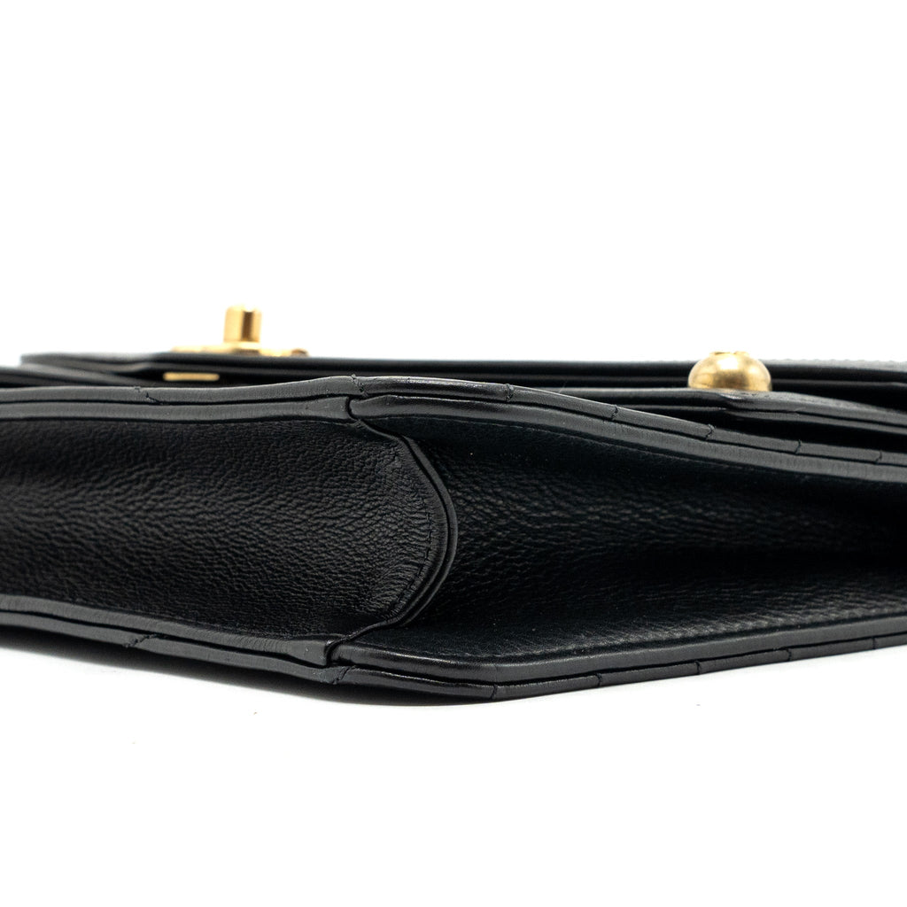 Chanel Voyage Chevron Clutch Calfskin Black