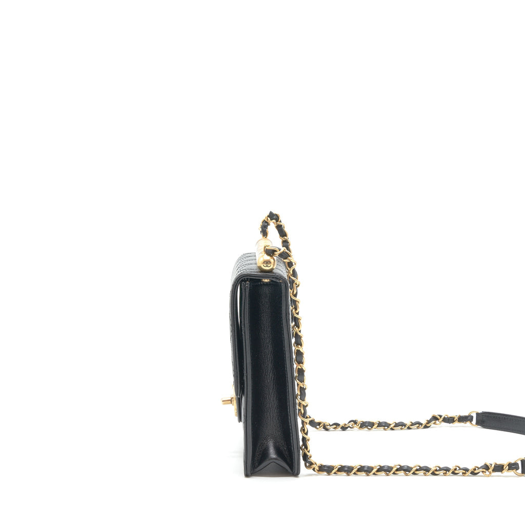 Chanel Limitation Pearl Flap Bag Goatskin Black