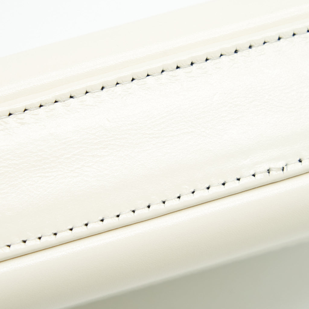 Chanel Gabrielle Clutch On Chain Aged Calfskin White With Silver And Gold Hardware
