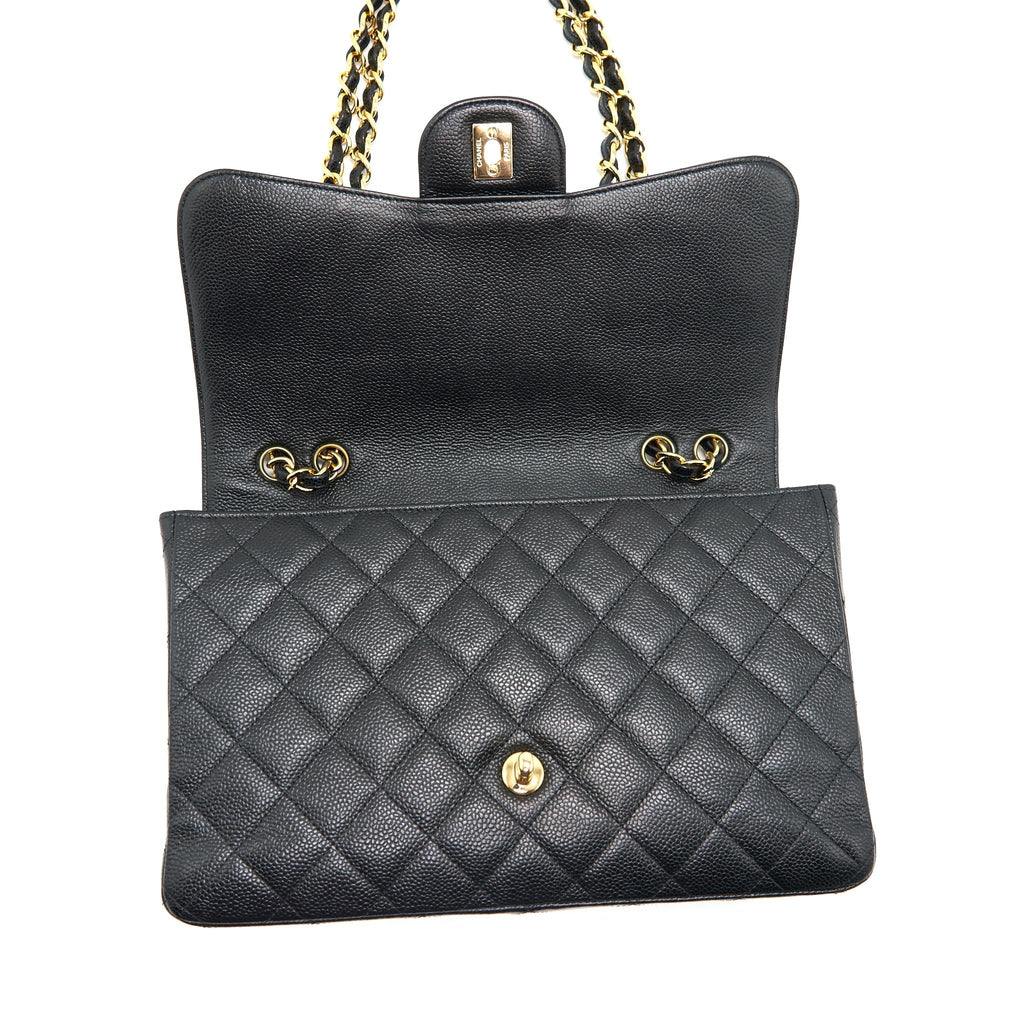 Chanel Vintage Jumbo Single Flap Caviar Black