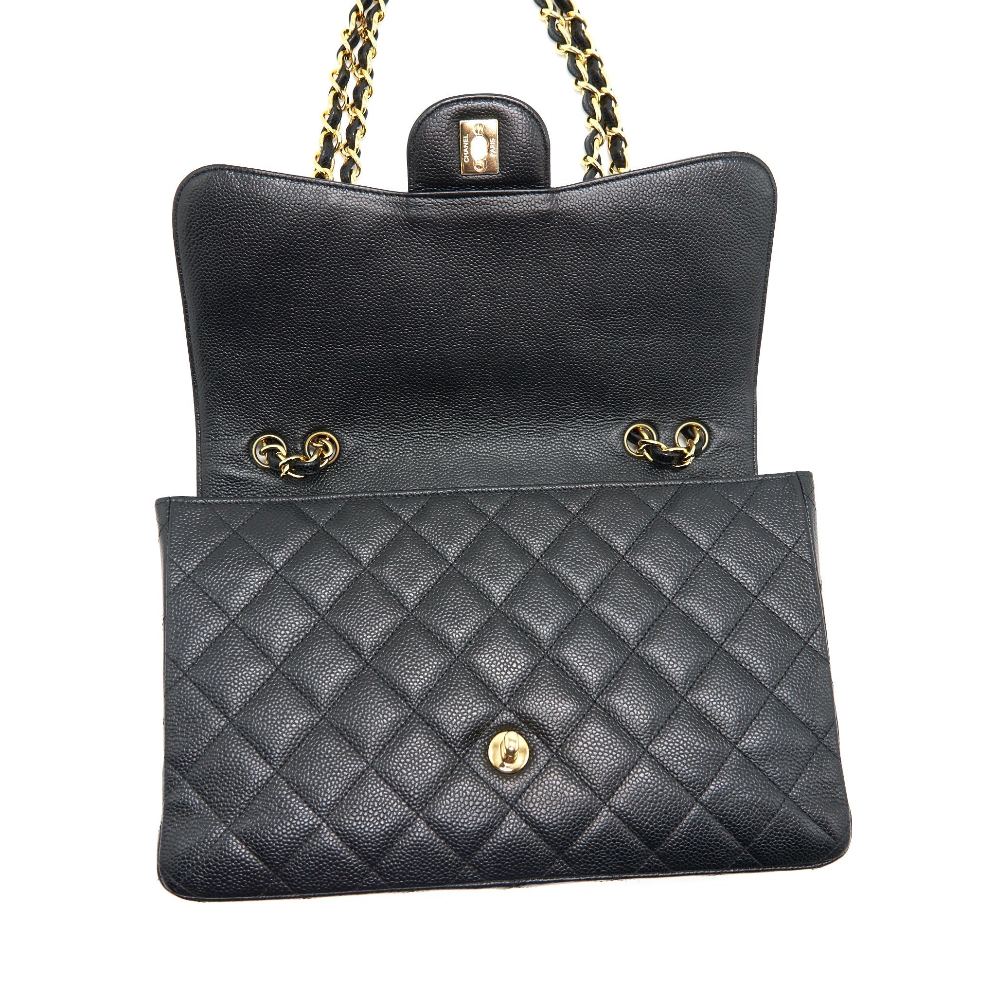 Chanel Vintage Jumbo Single Flap Caviar Black