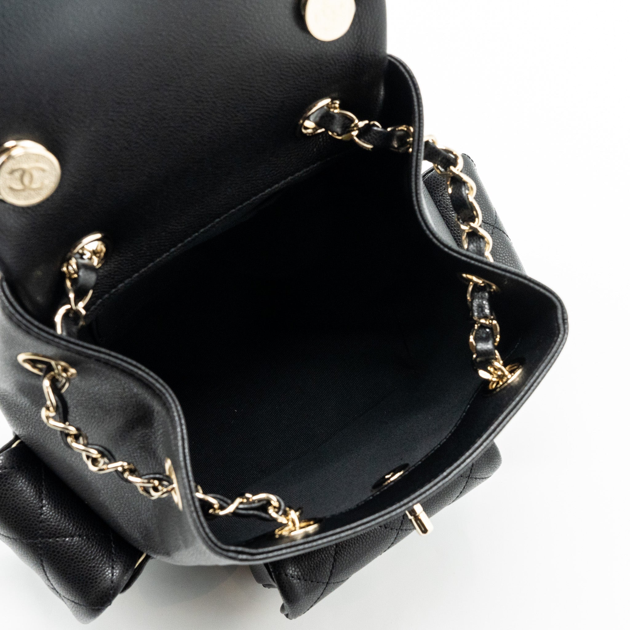 Chanel 23k Triple Pocket Backpack Caviar Black L(Microchip)
