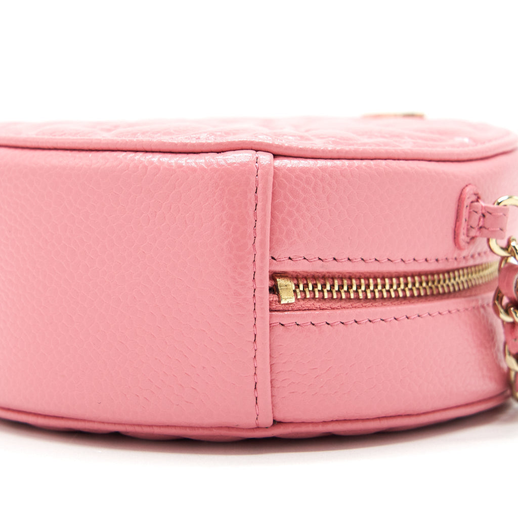 Chanel Camellia Round Clutch With Chain Pink L