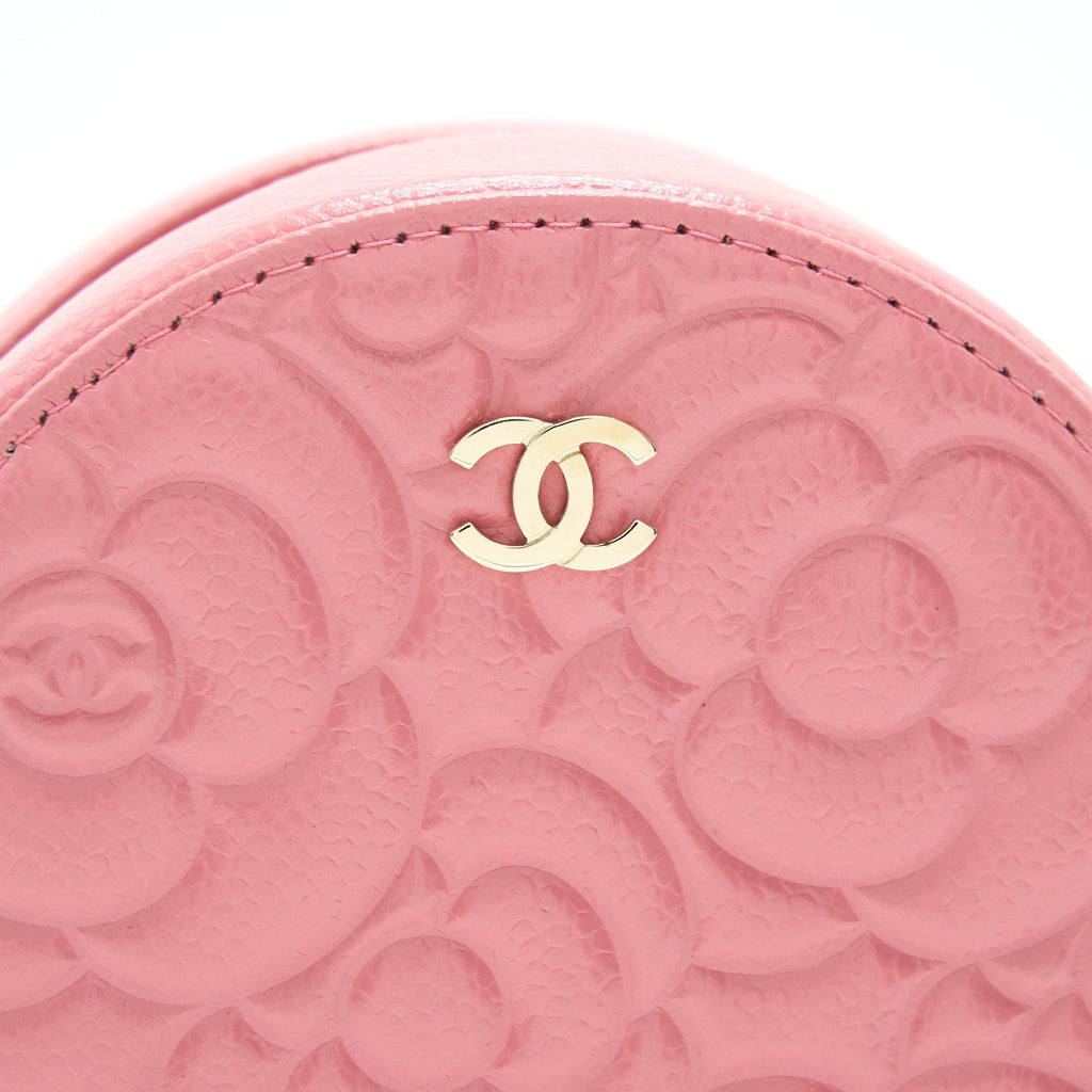 Chanel Camellia Round Clutch With Chain Pink L