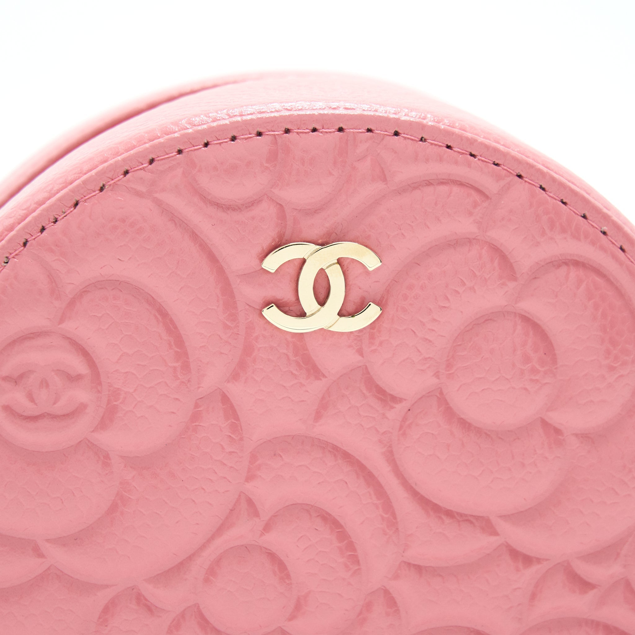 Chanel Camellia Round Clutch With Chain Pink L