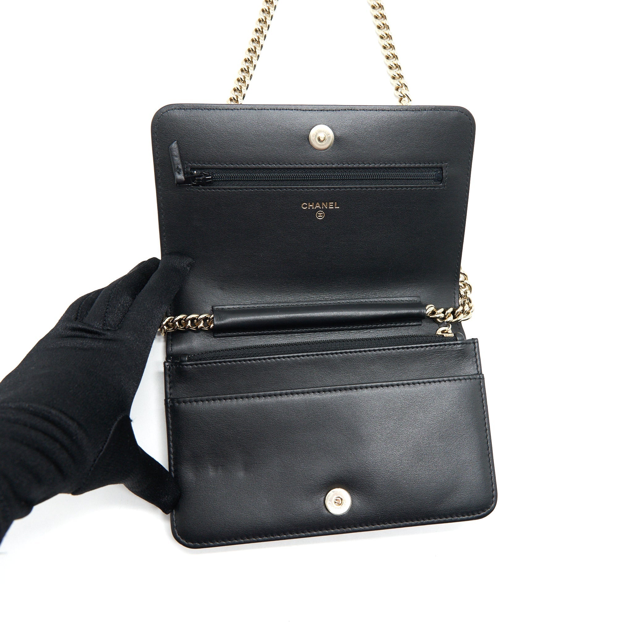 Chanel Leboy Wallet On Chain WOC Caviar Black