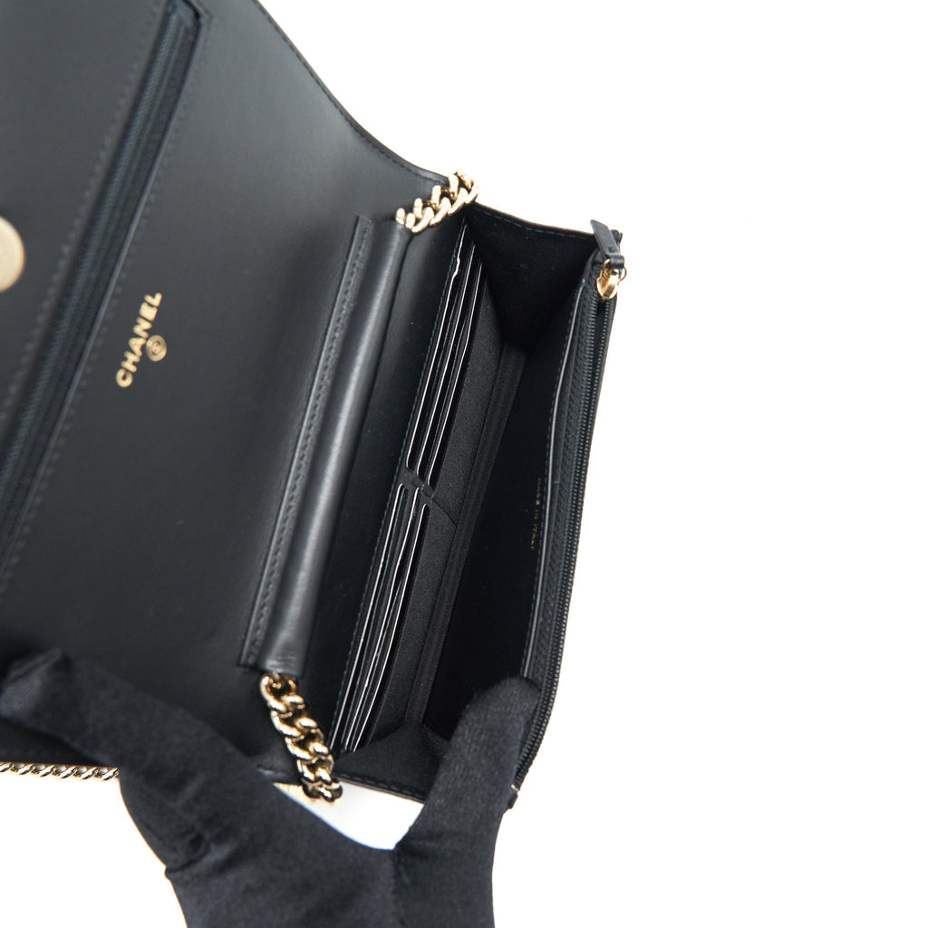 Chanel Leboy Wallet On Chain WOC Caviar Black