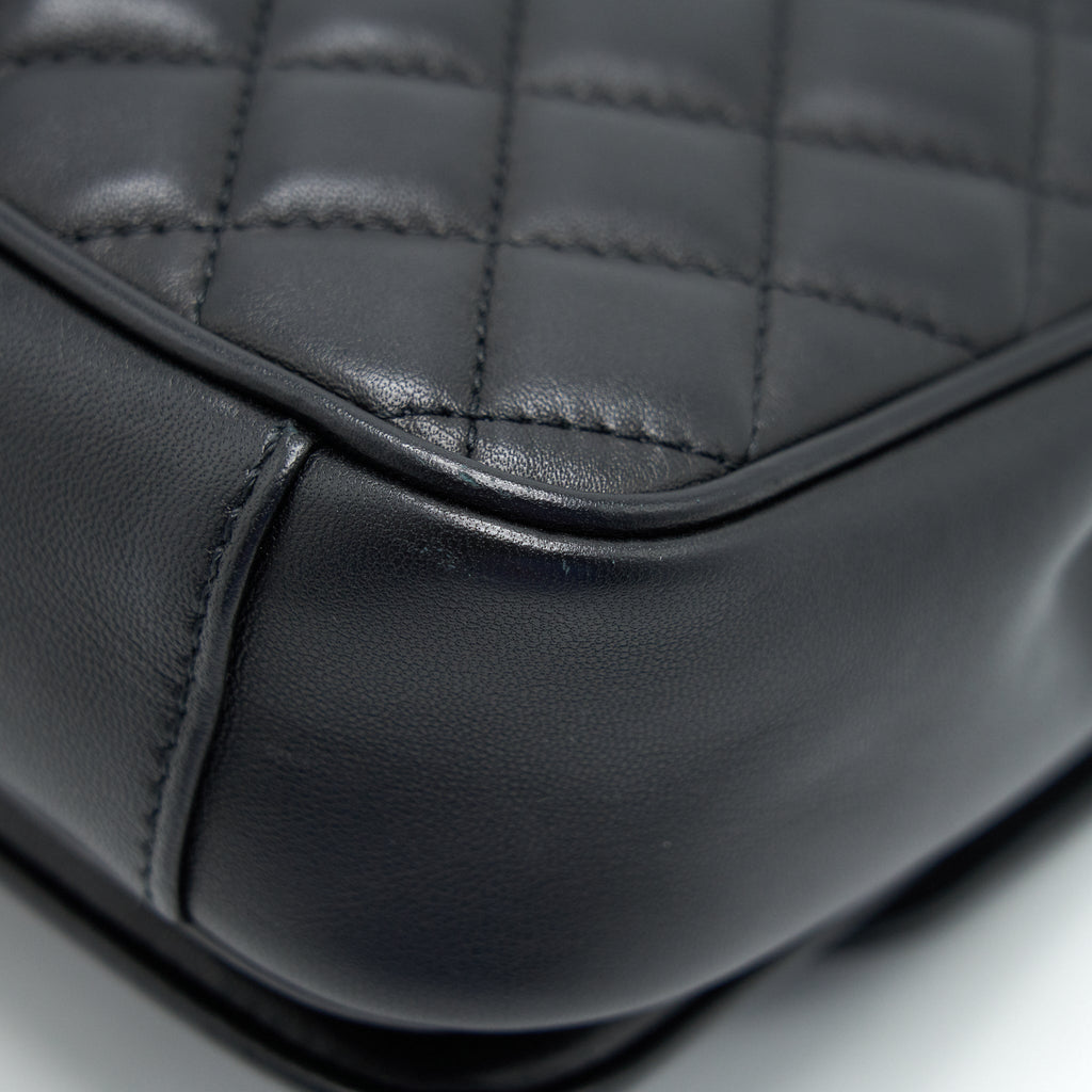 Chanel Square Flap Bag Lambskin In Black