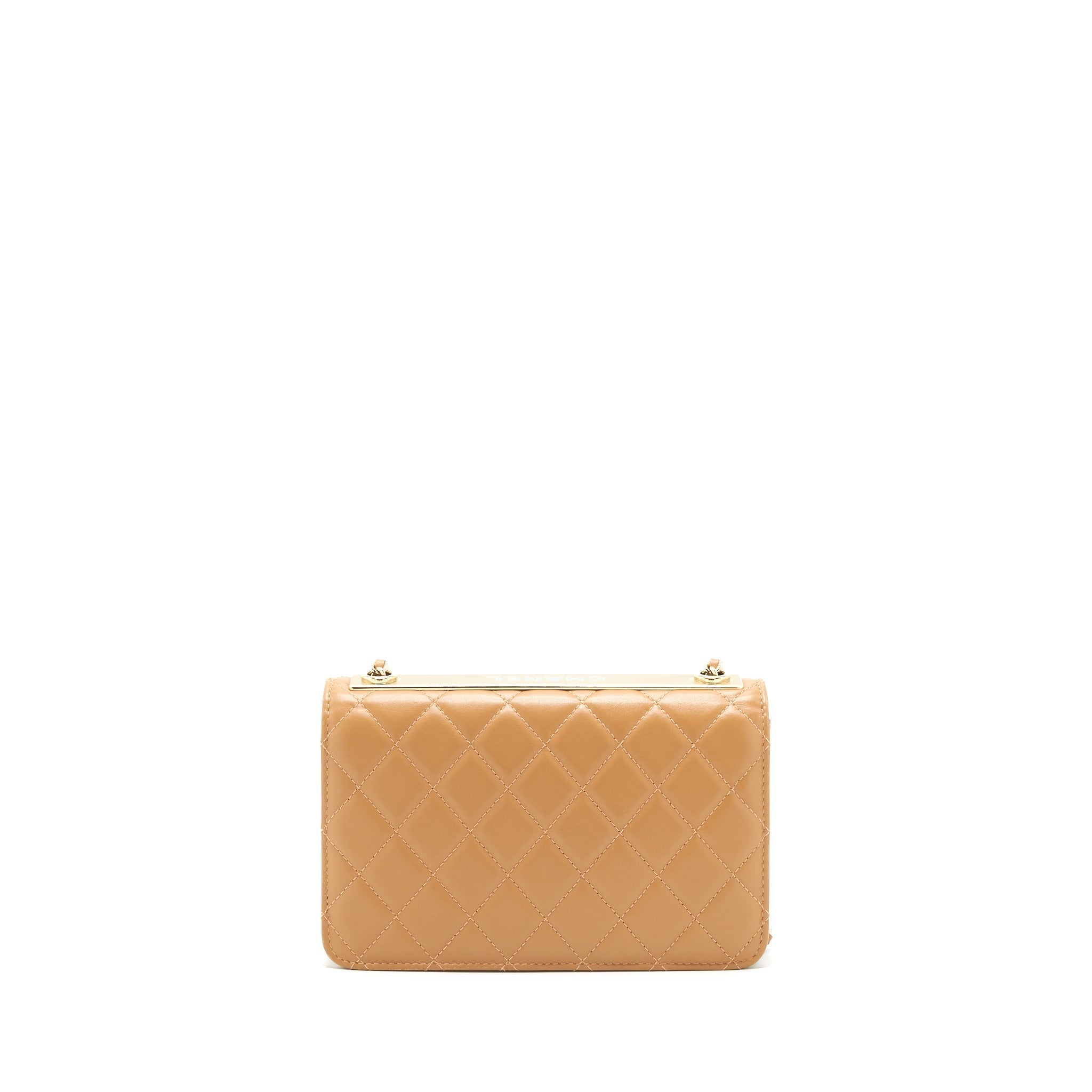 Chanel Trendy CC Wallet On Chain Lambskin Dark Beige L