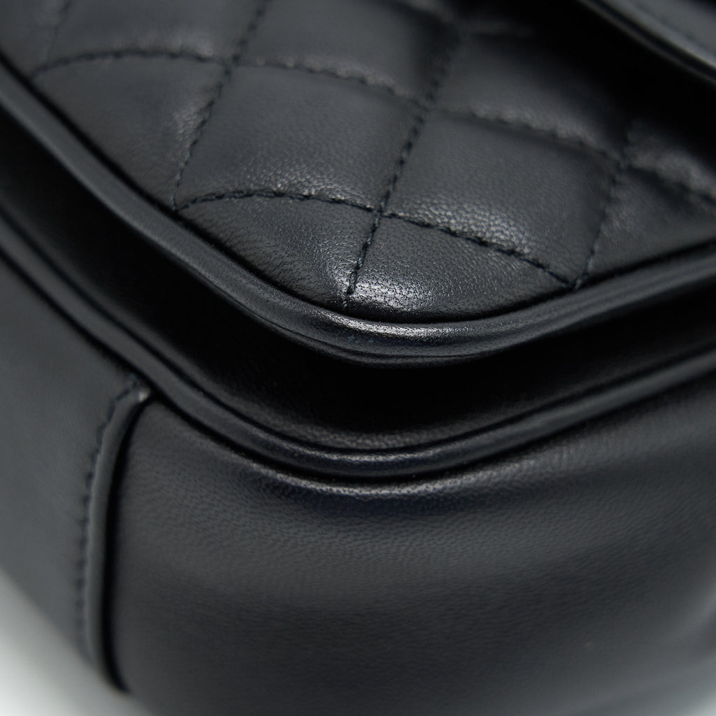 Chanel Square Flap Bag Lambskin In Black