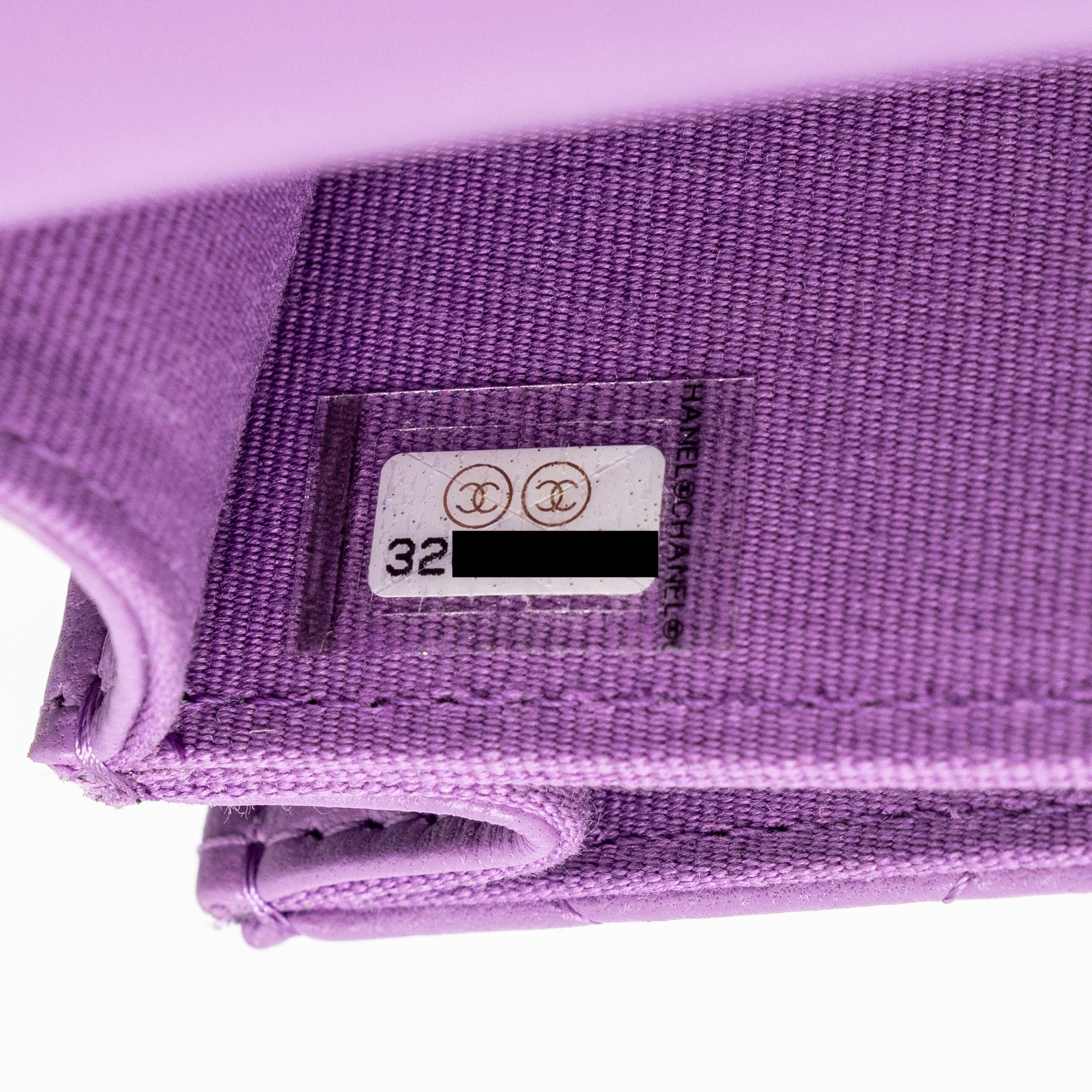 Chanel detailed top handle flap mini clutch with chain lambskin purple L (microchip)