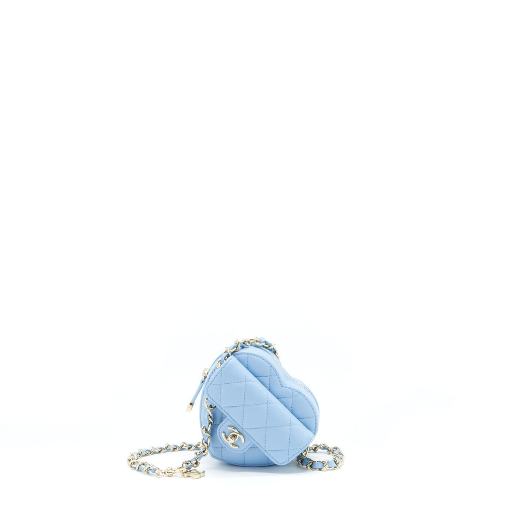 Chanel 22S Heart Belt Bag Lambskin Light Blue L