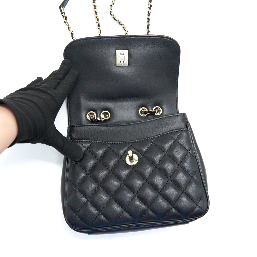 Chanel Square Flap Bag Lambskin In Black
