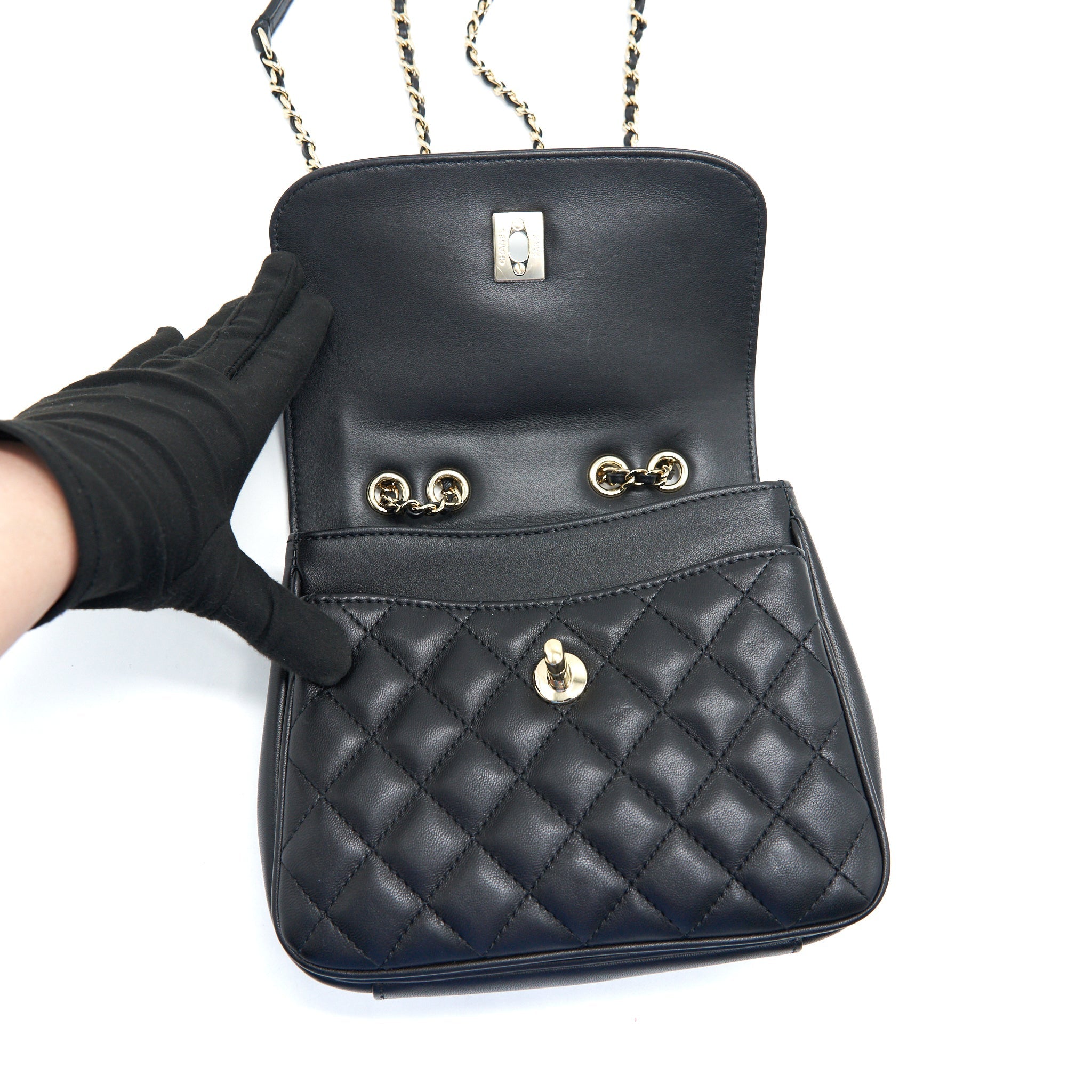 Chanel Square Flap Bag Lambskin In Black