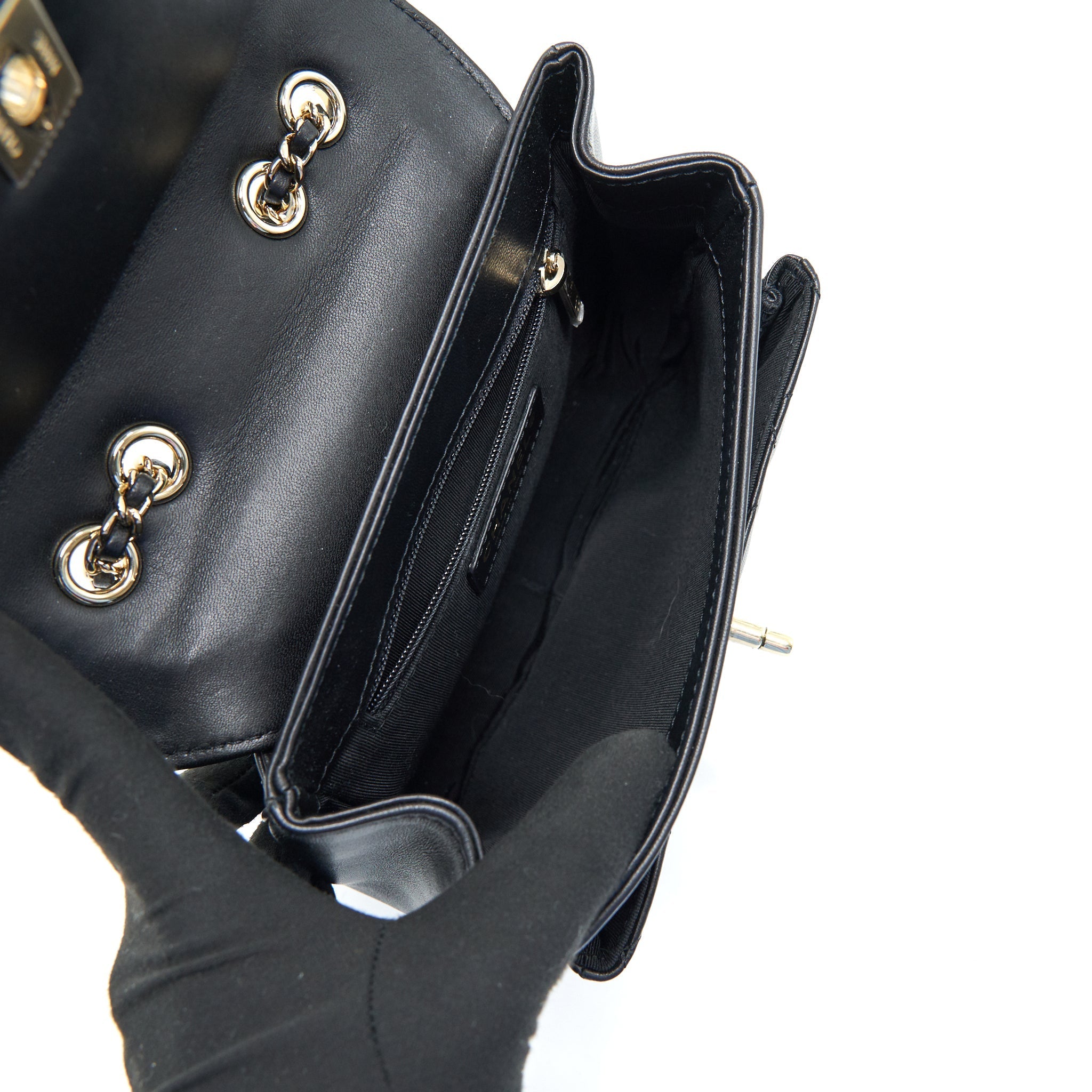 Chanel Square Flap Bag Lambskin In Black