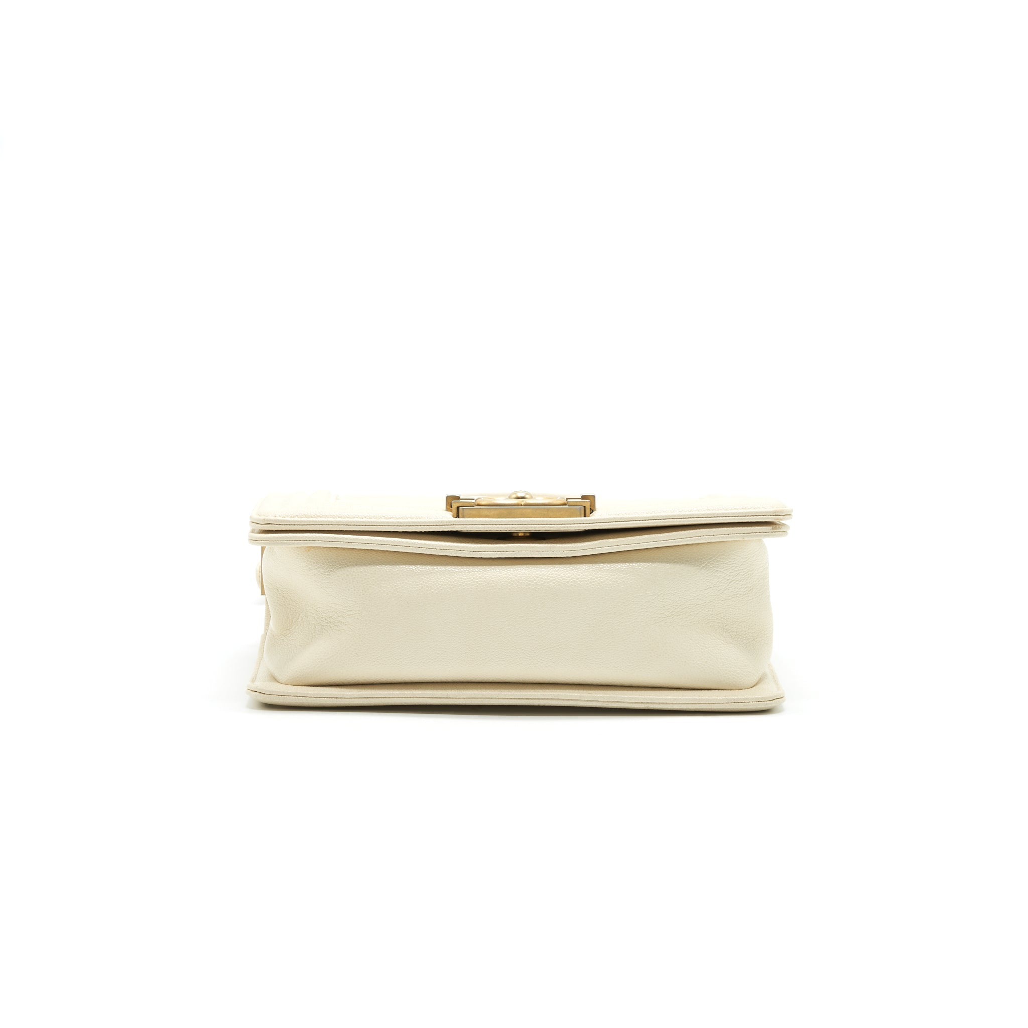 CHANEL SMALL BOY BAG CAVIAR LEATHER  IN WHITE