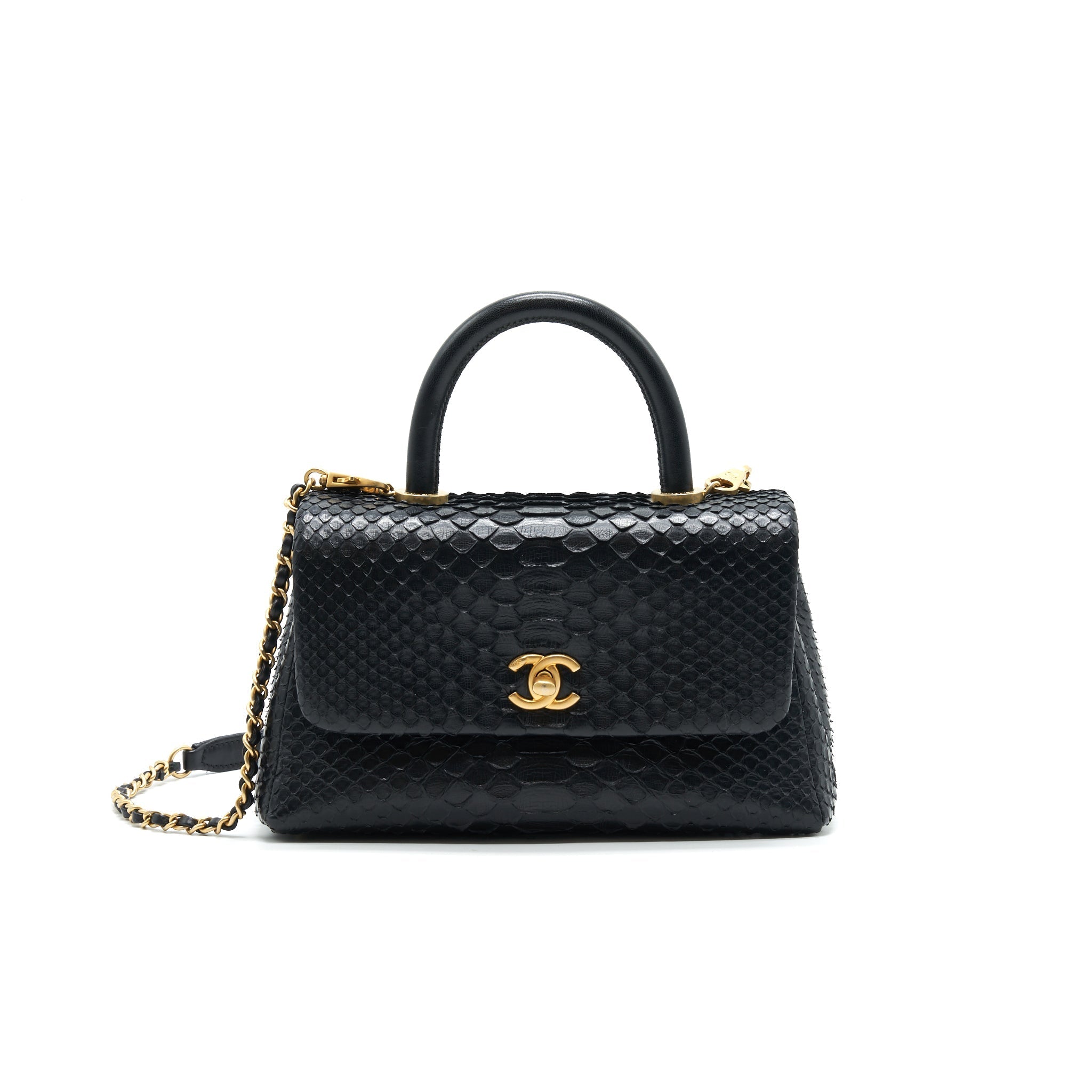 Chanel Coco Handle Mini Python Leather Black