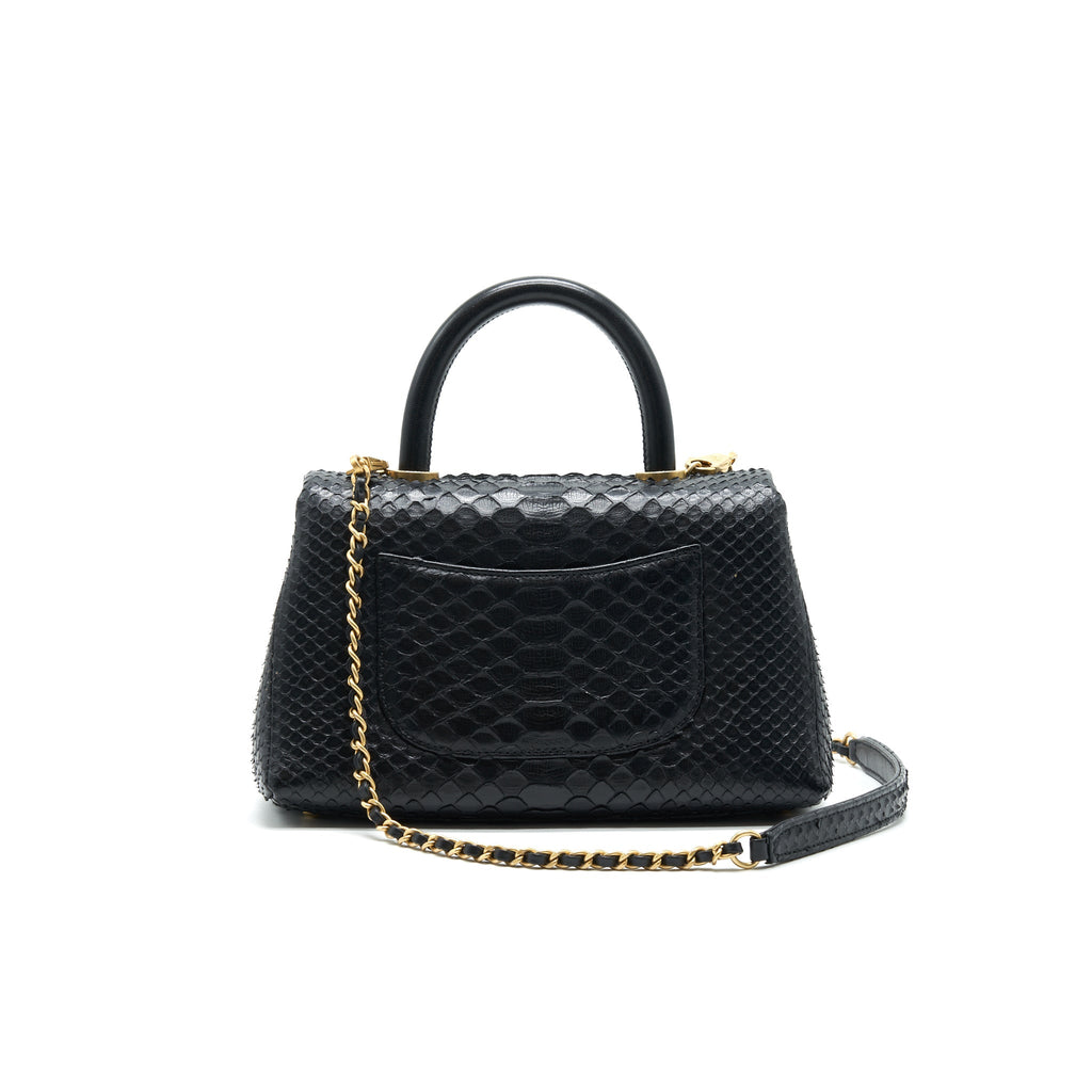Chanel Coco Handle Mini Python Leather Black