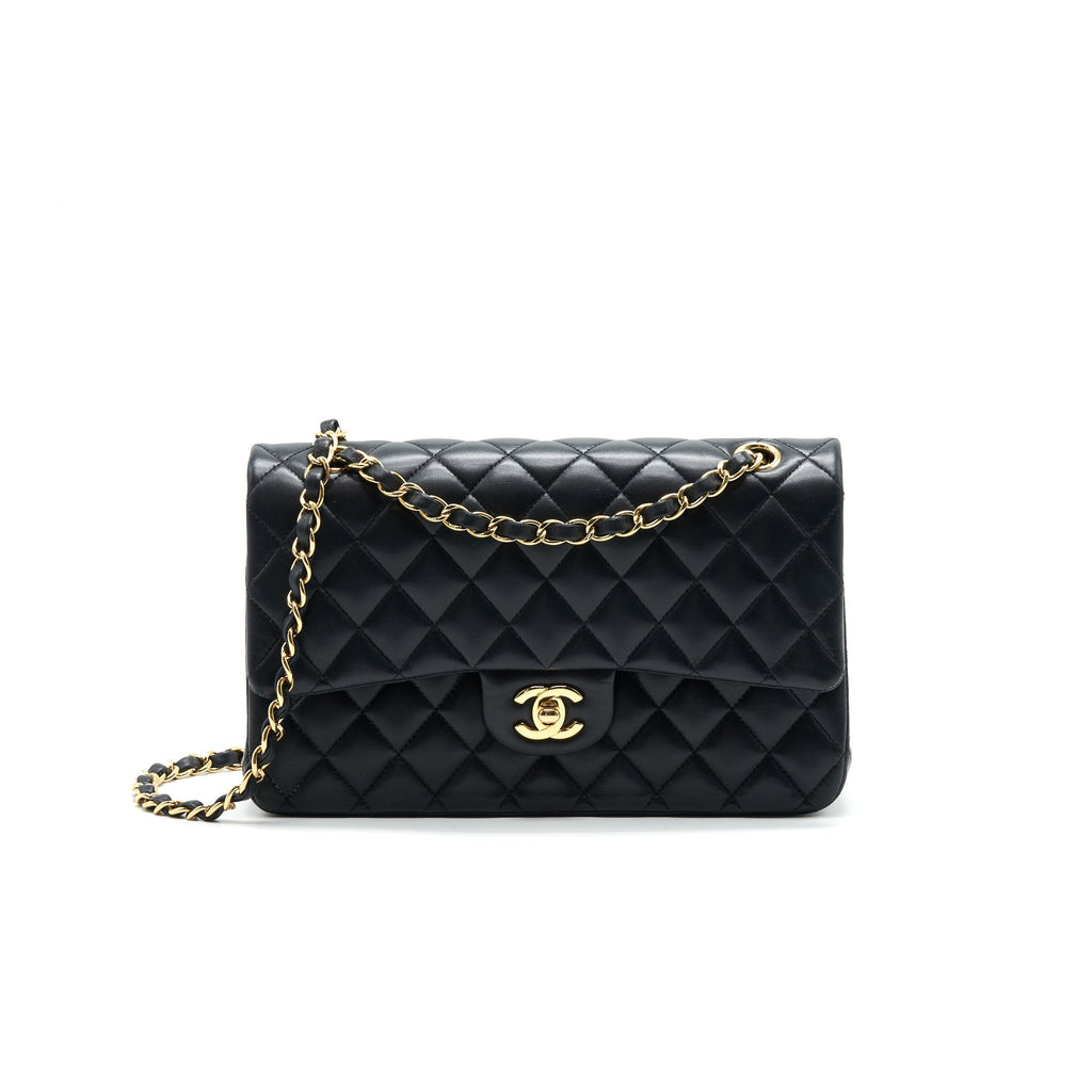 CHANEL MEDIUM CLASSIC DOUBLE FLAP LAMBSKIN BLACK